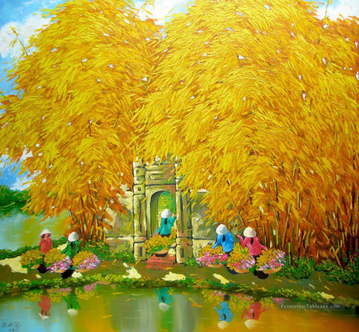 Étang d’automne DNS6 Vietnamien Asiatique Peintures à l'huile